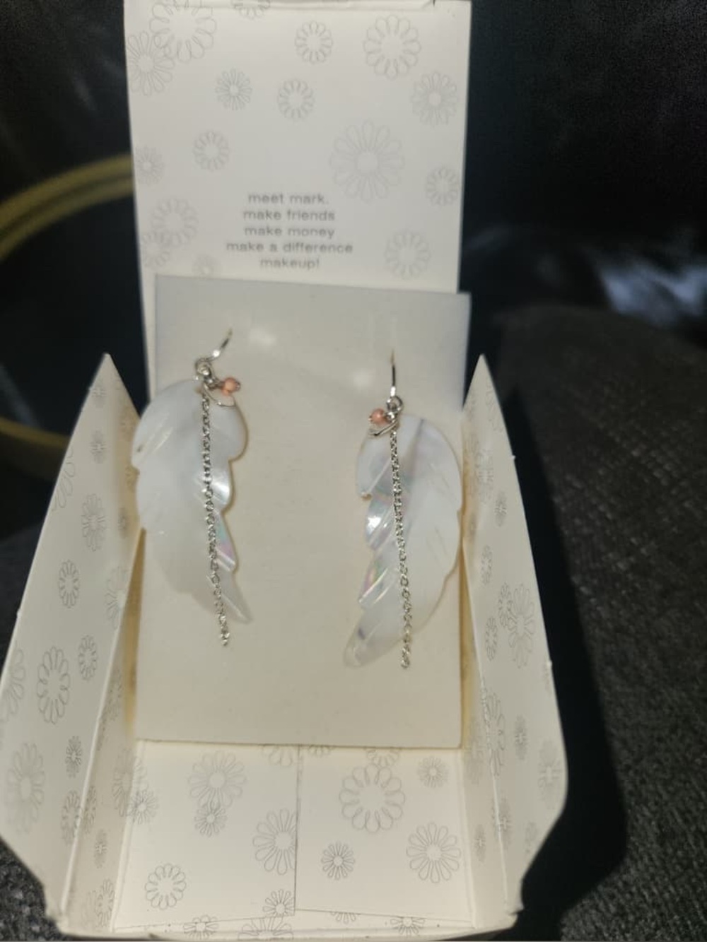 Delicate Iridescent Wing Drop Earrings with Silver Chain